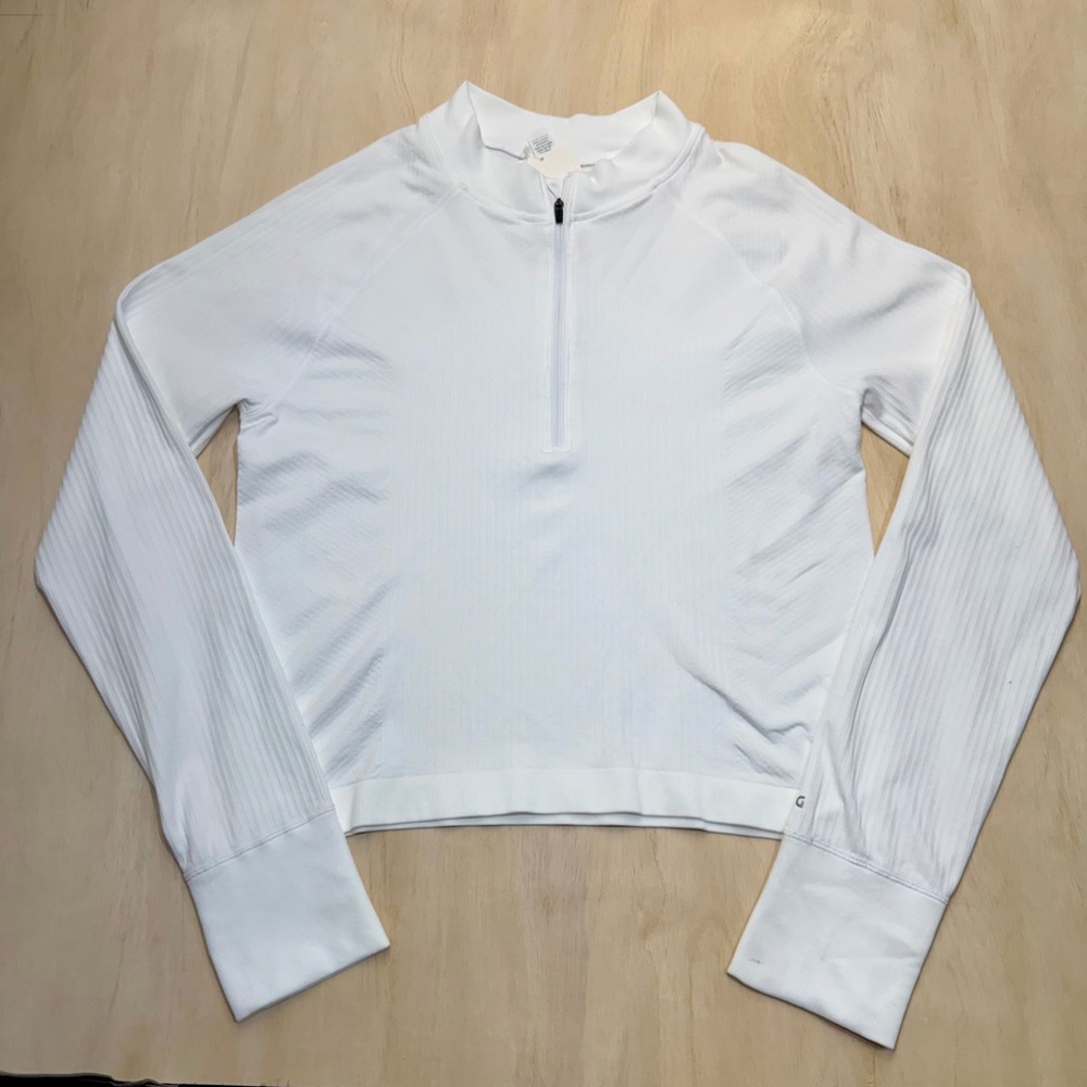 NEW DSG Momentum Seamless 1/4 Zip Pure White Athletic Ribbed Pullover XXL